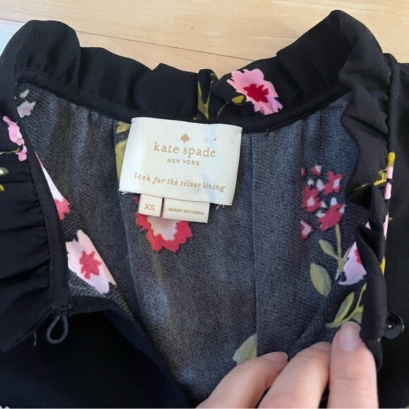 Kate Spade In Bloom Smocked Waist Dress in Ma Cherie Blackmulti XS NWOT - Picture 8 of 13